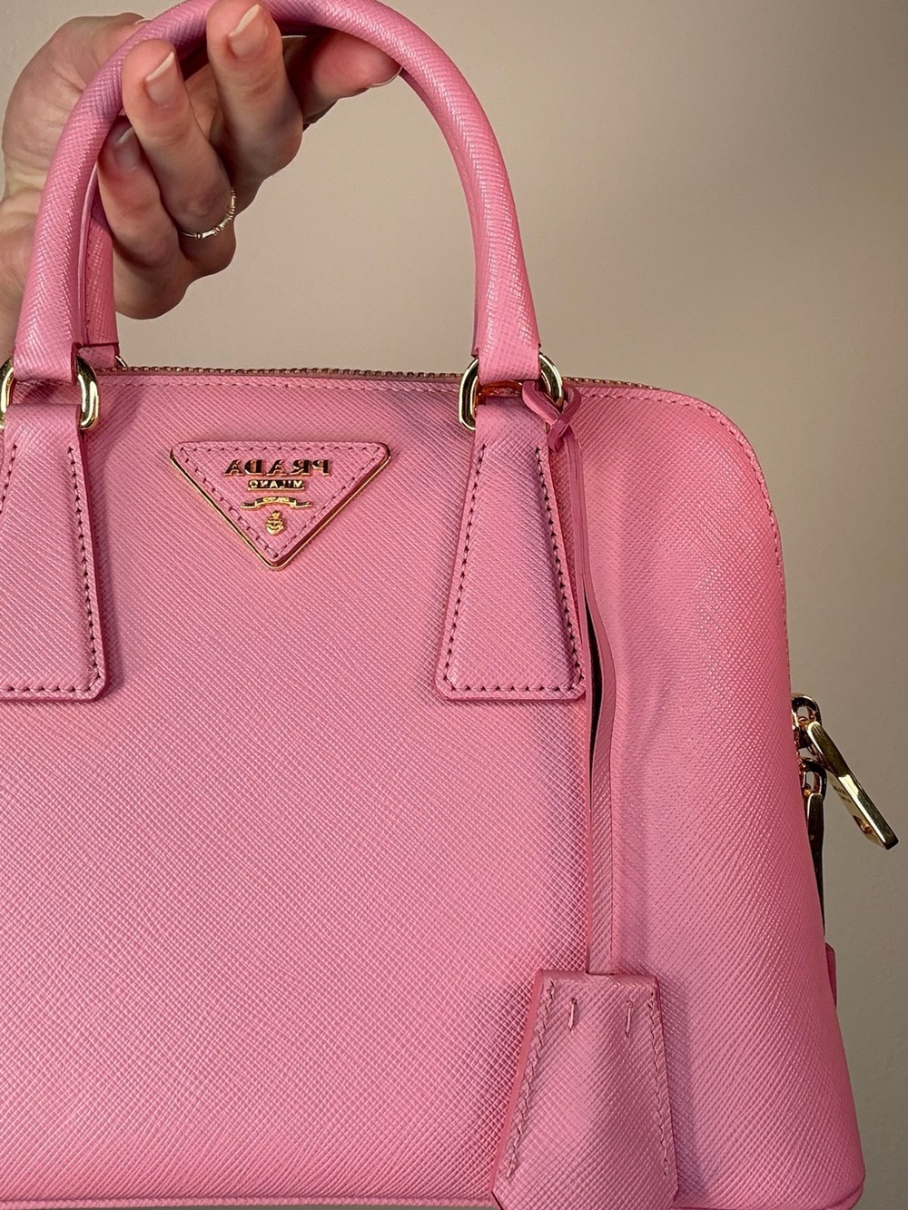 Prada Pink Saffiano Leather Top Handle Bag - Picture 5 of 6